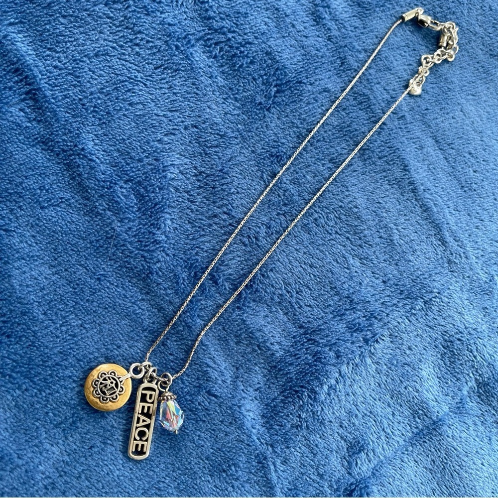 Brighton Silver & Gold Peace Charm Necklace